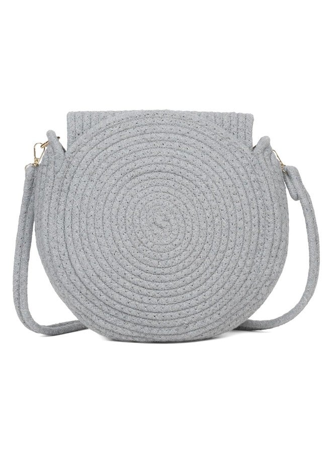 FABINALIV Grey Cartoon Design Macrame Braided Cotton Sling Bag (FLHB-1017-Grey) - Image 5